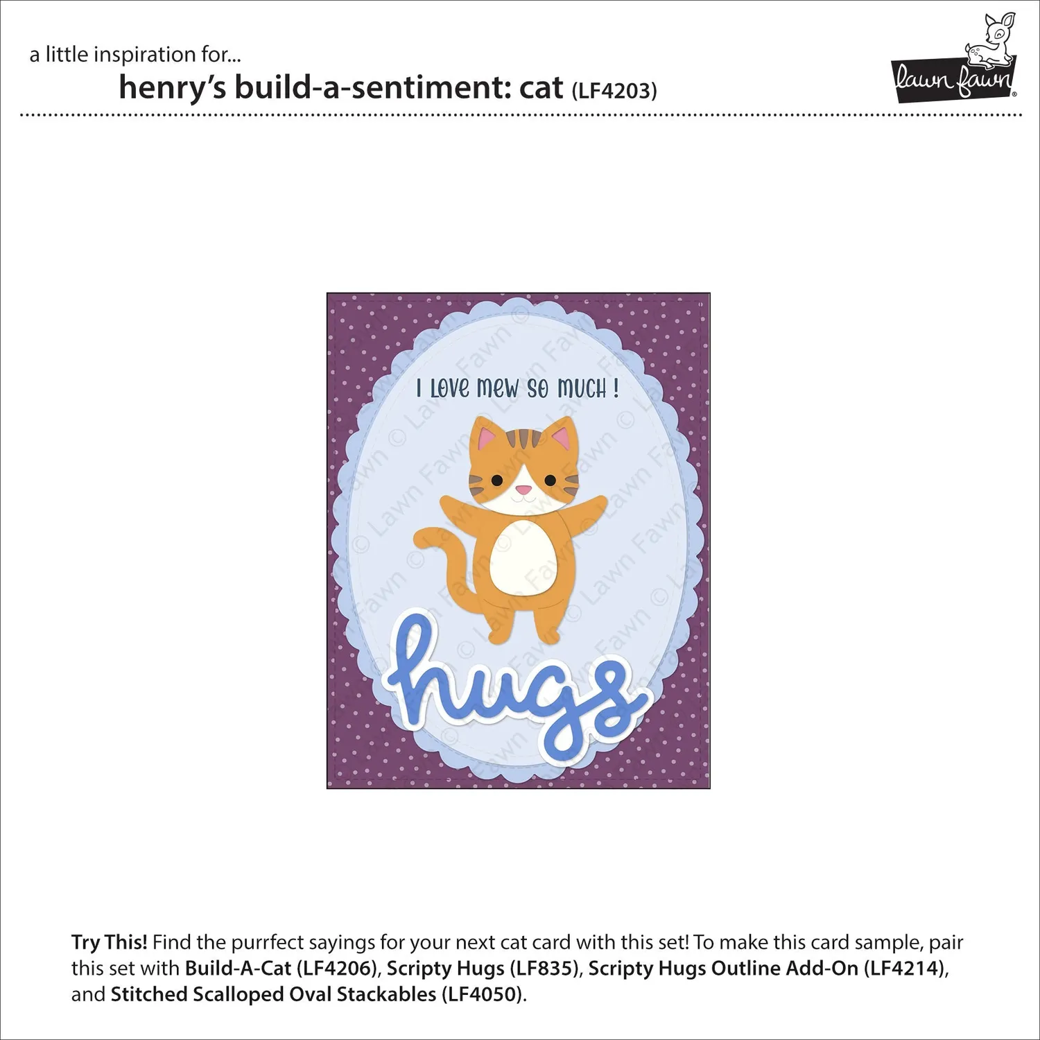 Lawn Fawn Henry's Build-a-Sentiment Cat LF4203 Stempelset