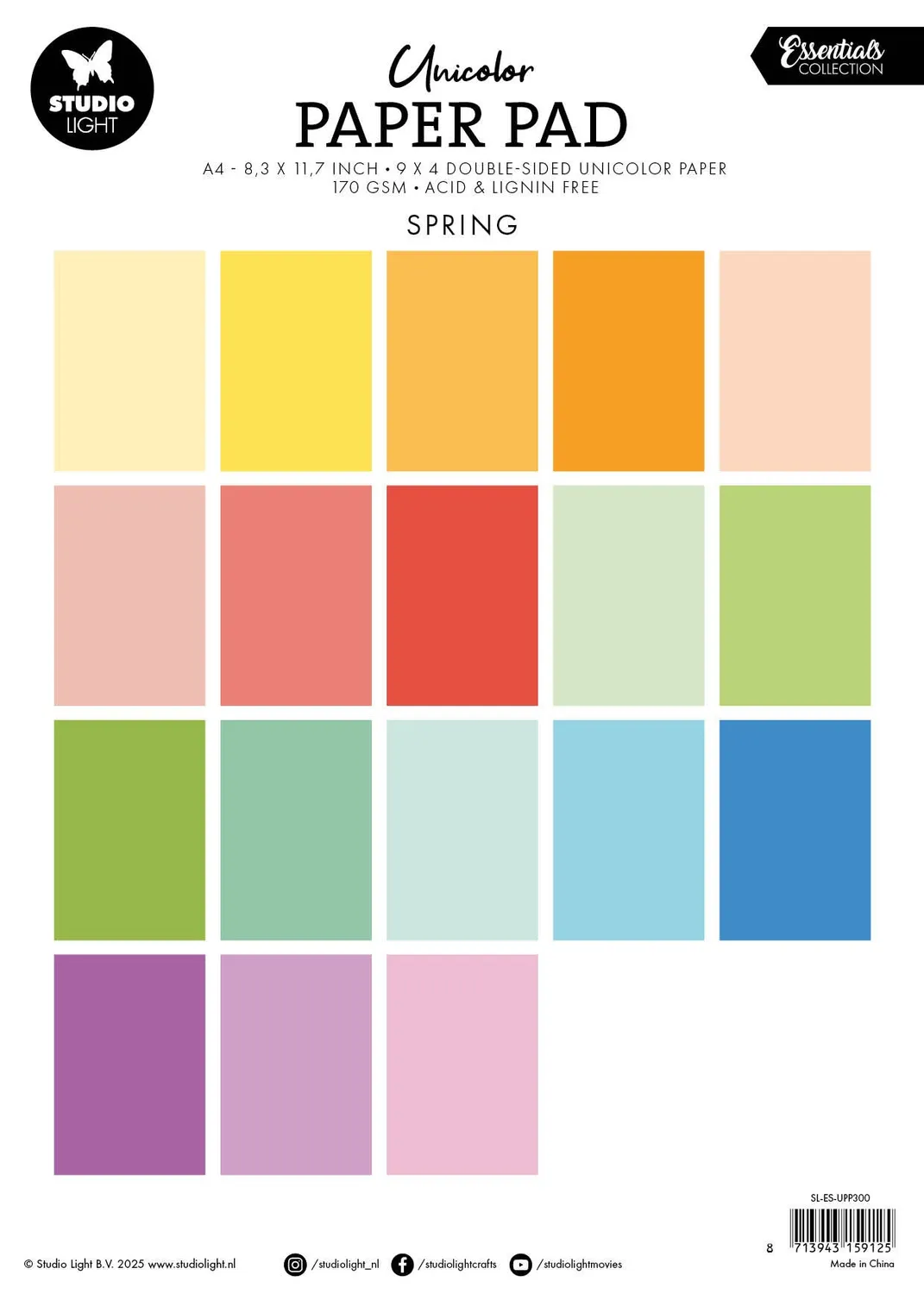 StudioLight Essentials Unicolor Papierblock A4 Spring Spring
