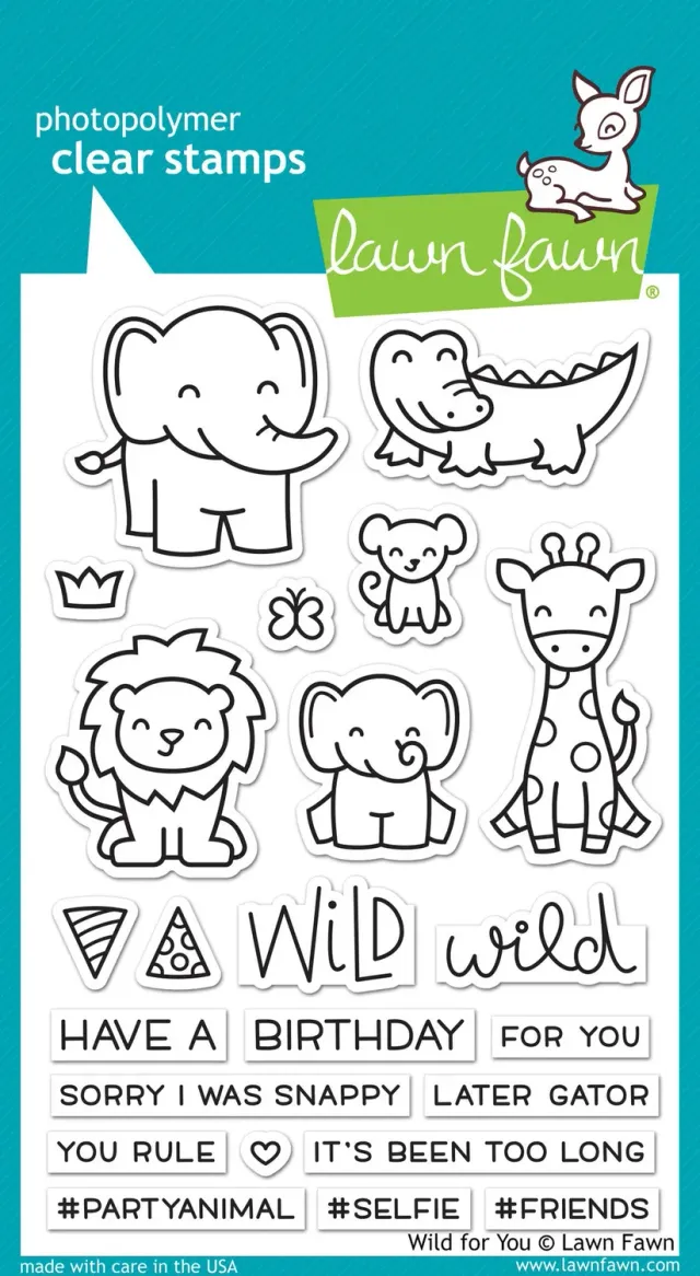Lawn Fawn Wild for You LF1413 Stempelset Tiere Geburtstag