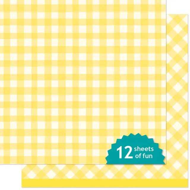 Lawn Fawn Giddy Gingham Picnic Basket Designpapier gelb