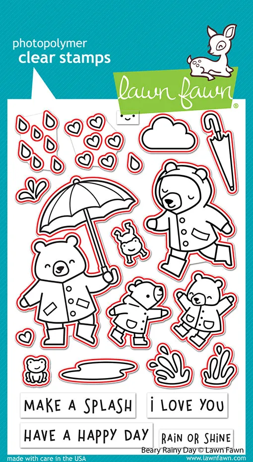 Lawn Fawn Beary Rainy Day Lawn Cuts Stanzen Regen