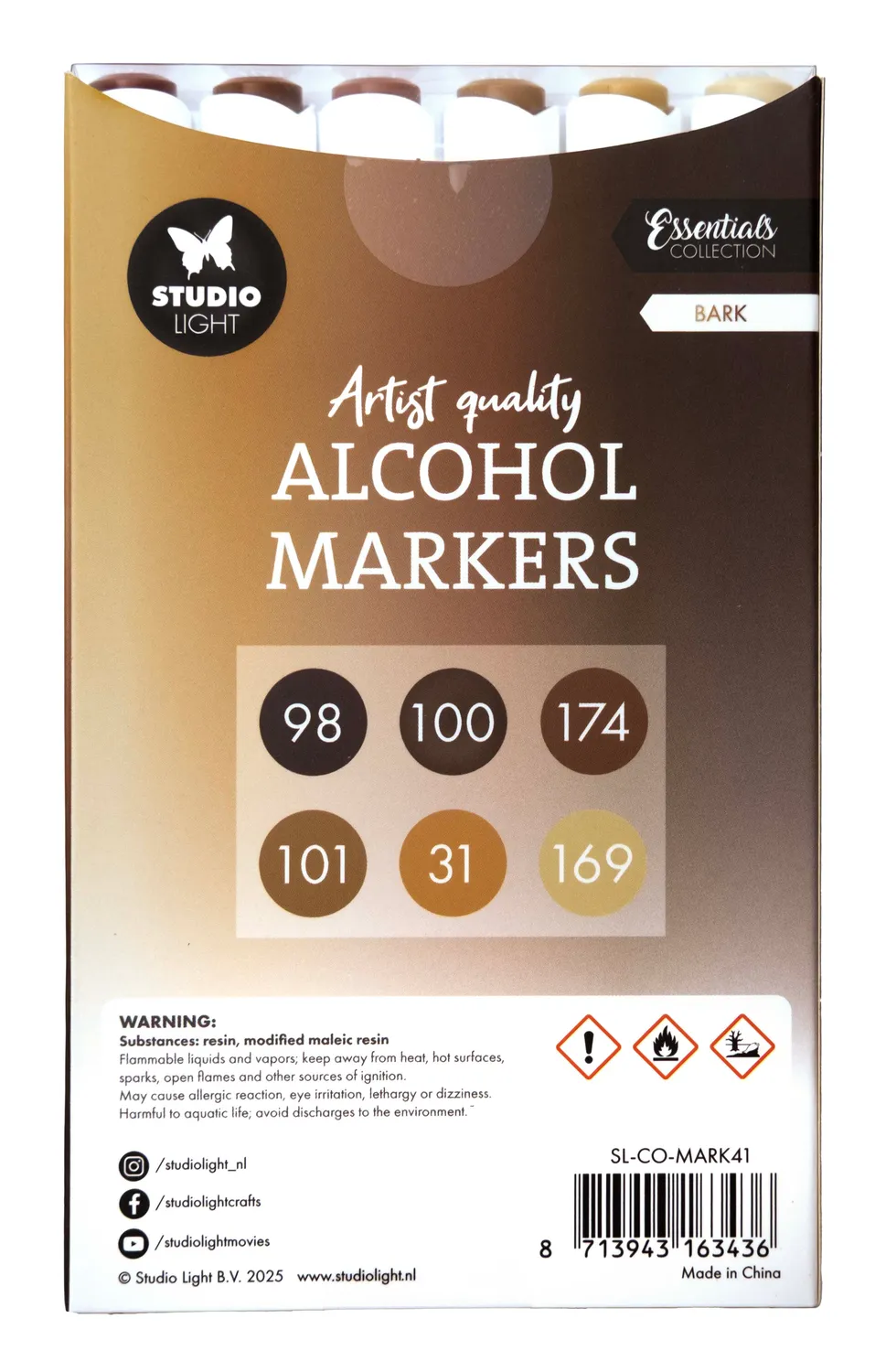 StudioLight Essentials Alcohol Markers Bark Marker 6 Stück