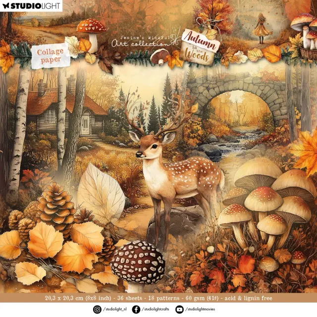 StudioLight Mindful Art Autumn Woods Collagepapier-Block 36 Blatt