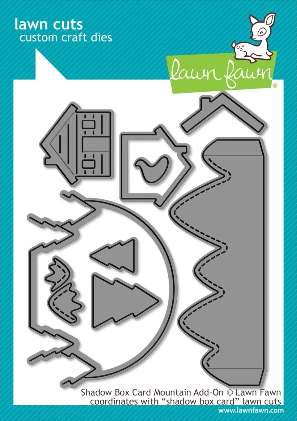 Lawn Fawn Shadow Box Mountain Add-On Stanzen Winter