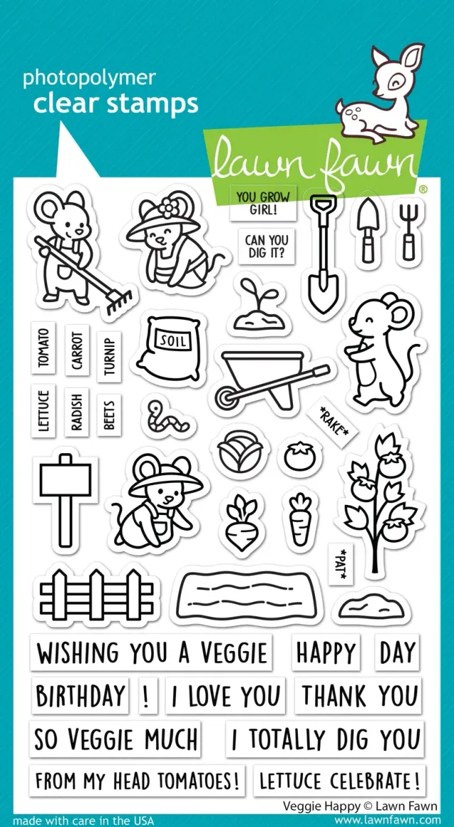 Lawn Fawn Veggie Happy LF3340 Stempelset Mäuse Garten