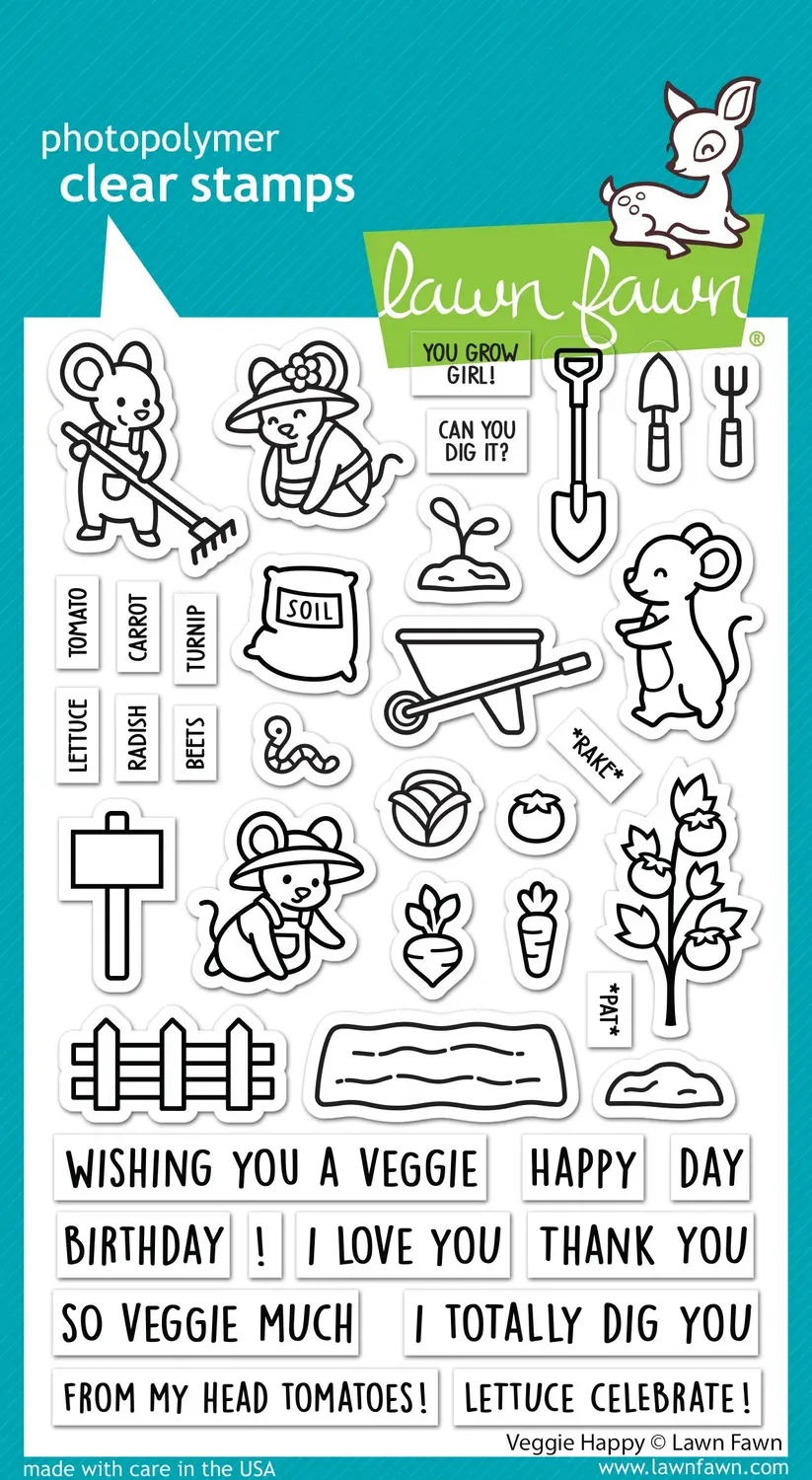 Lawn Fawn Veggie Happy LF3340 Stempelset Mäuse Garten