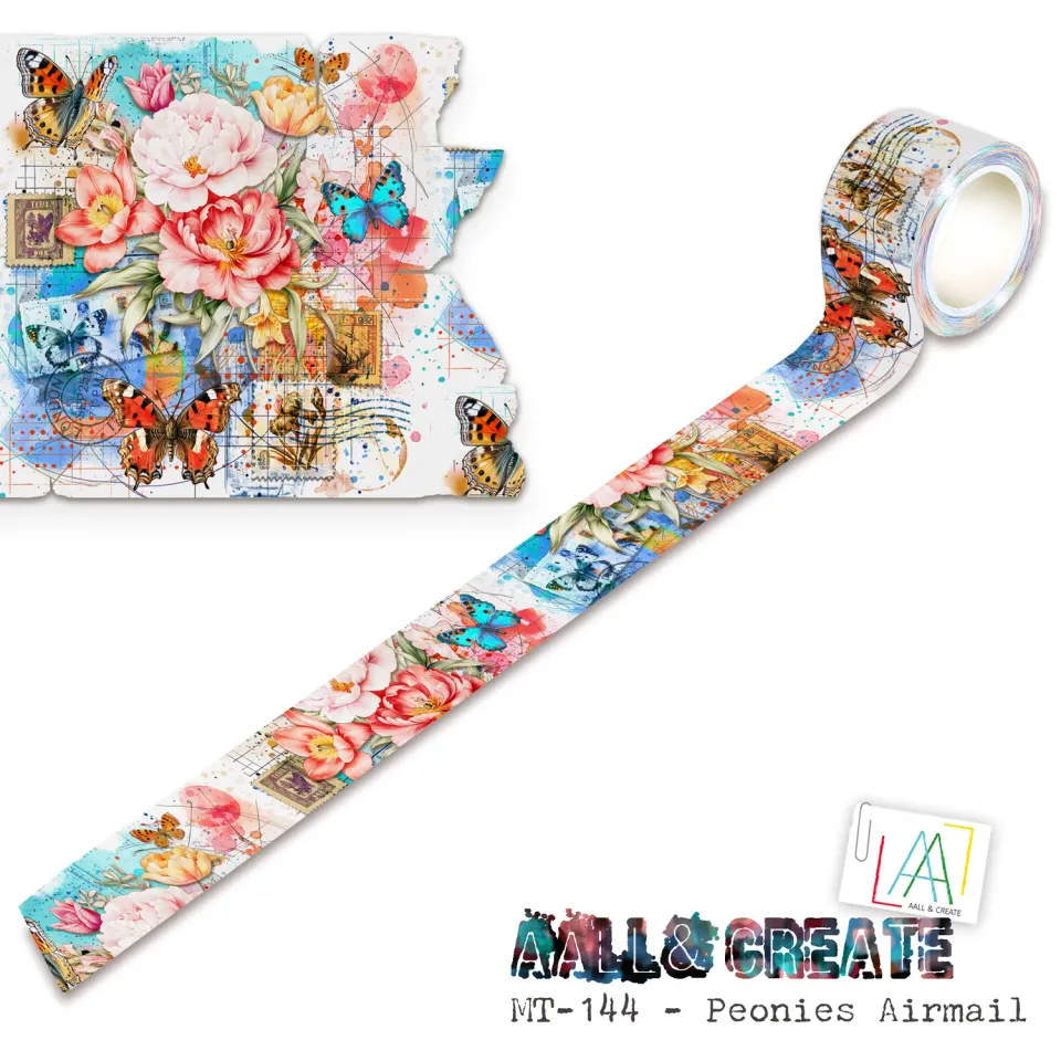 AALL and Create MT-144 Peonies Airmail Washi Tape 25mm
