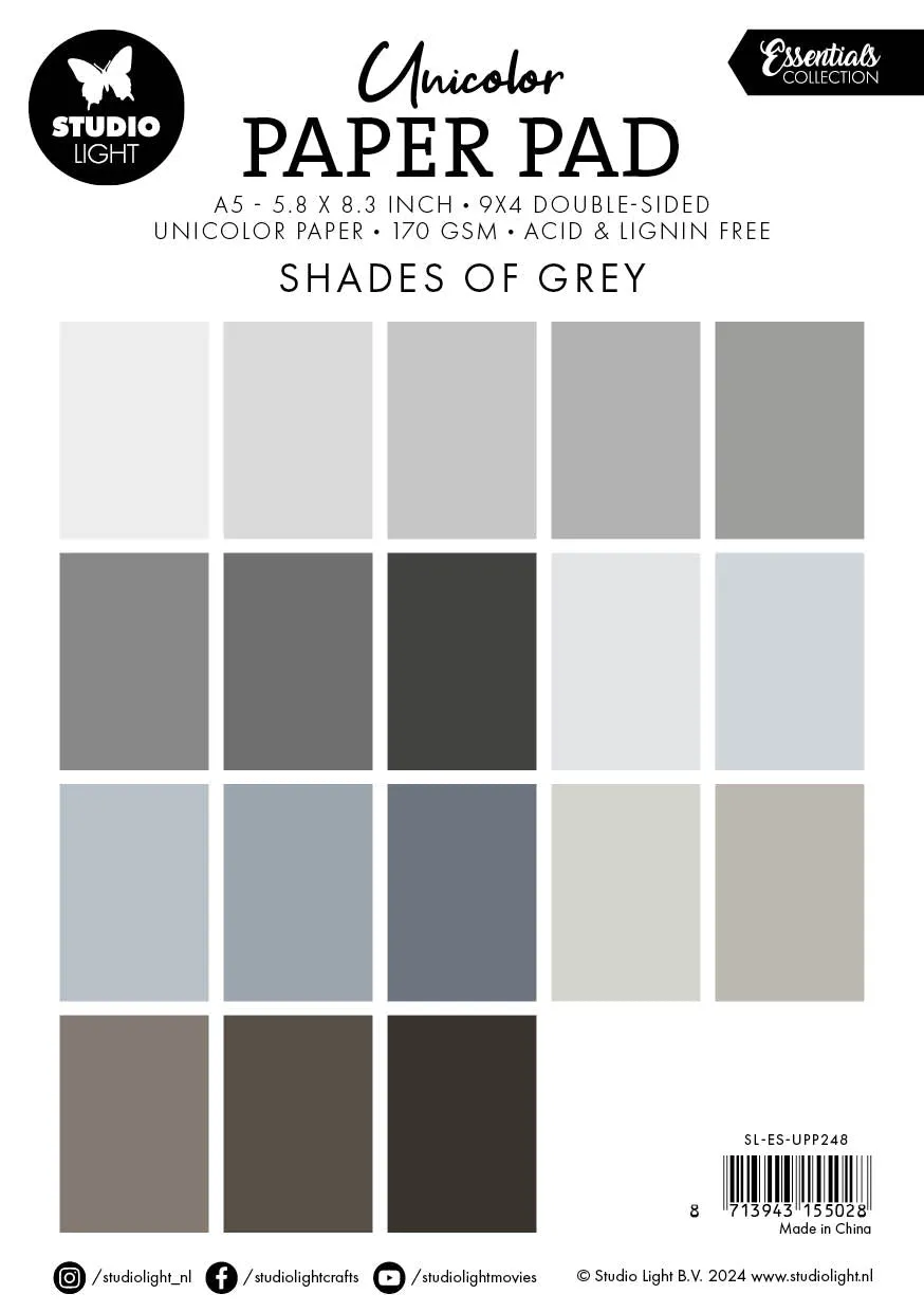 StudioLight Essentials Paper Pad Shades of grey 36 Blatt