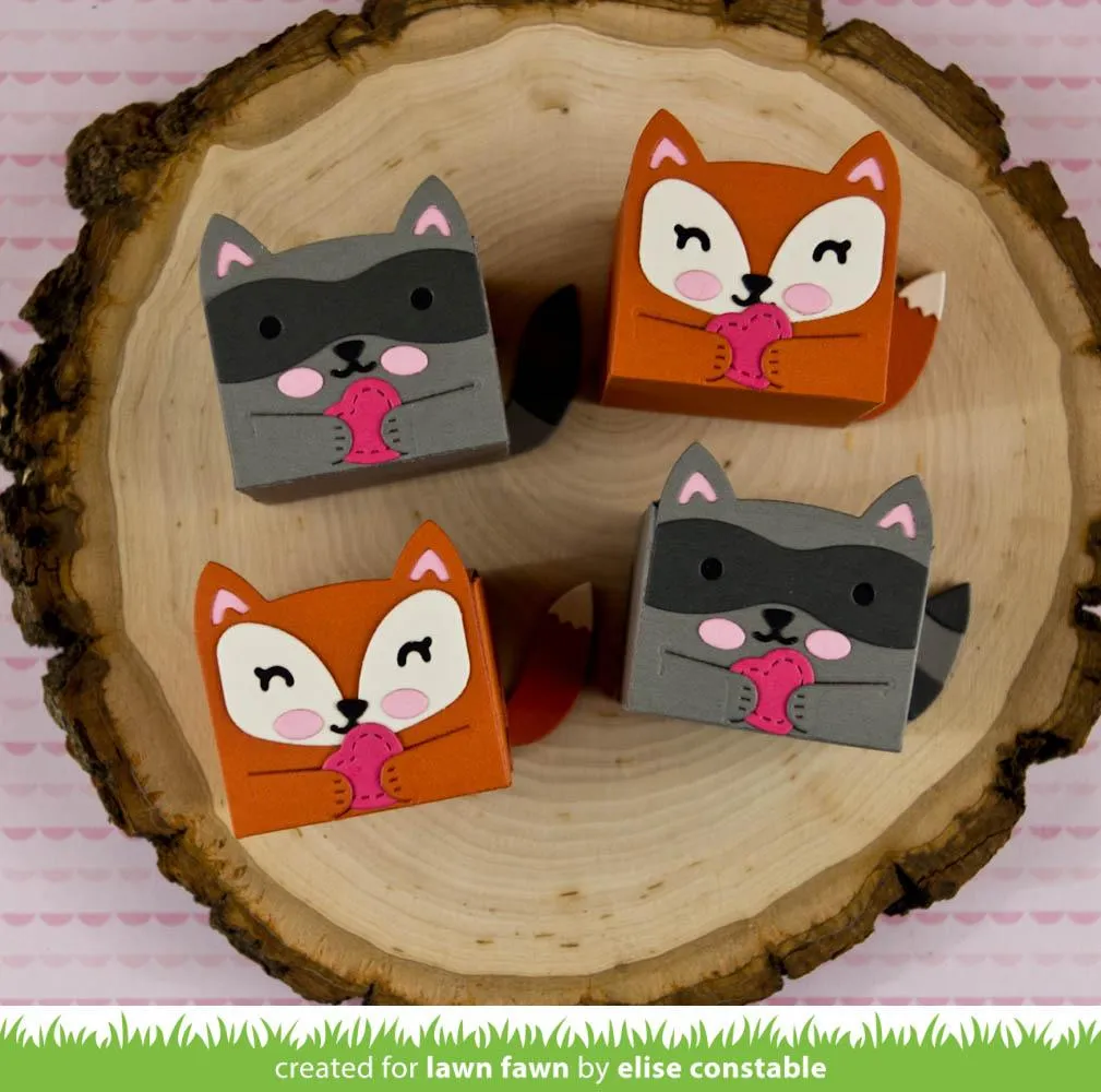 Lawn Fawn Tiny Gift Box Raccoon Fox Stanzformen 2 Motive