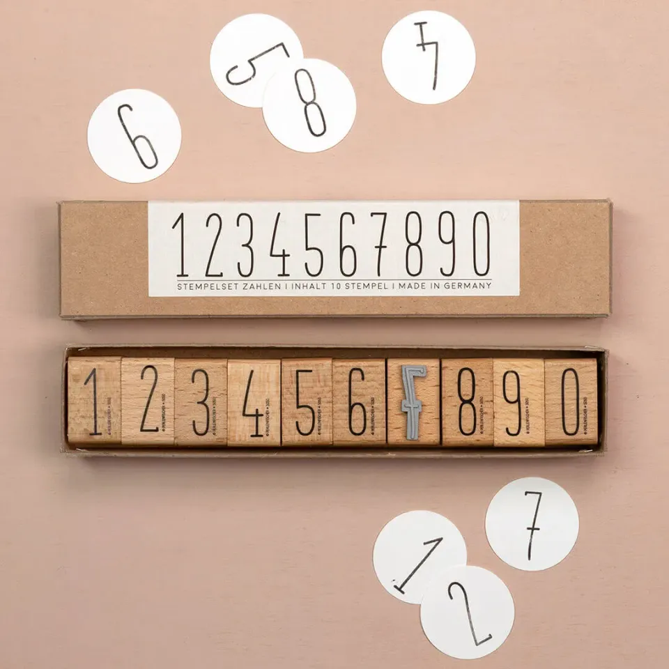 Perlenfischer Numbers Stempelset Zahlen 10-teilig Holz