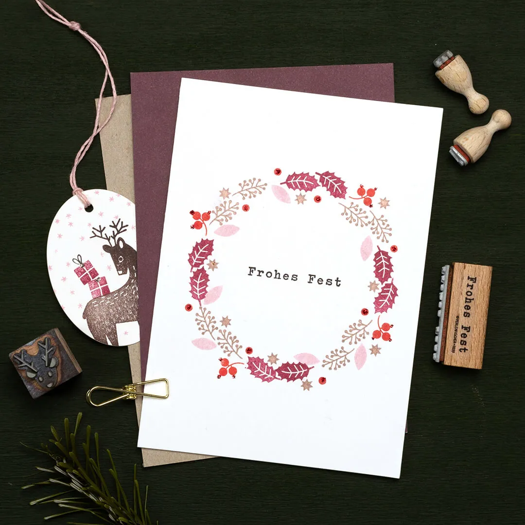Perlenfischer Frohes Fest klassisch Stempel 4x37 mm
