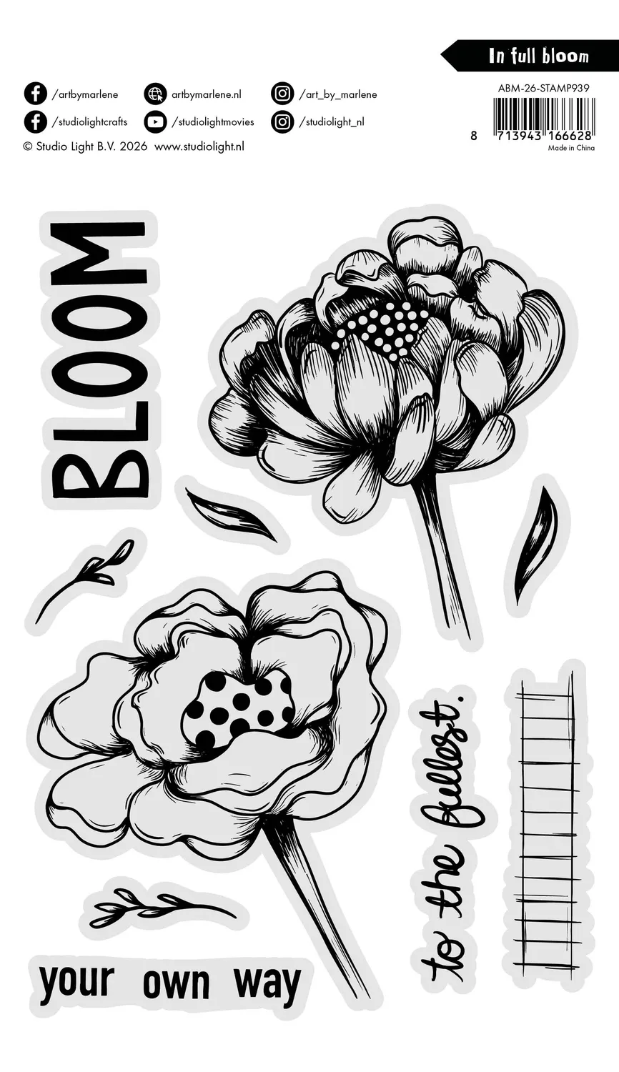 StudioLight Art by Marlene In Full Bloom Clear Stempel Blumen