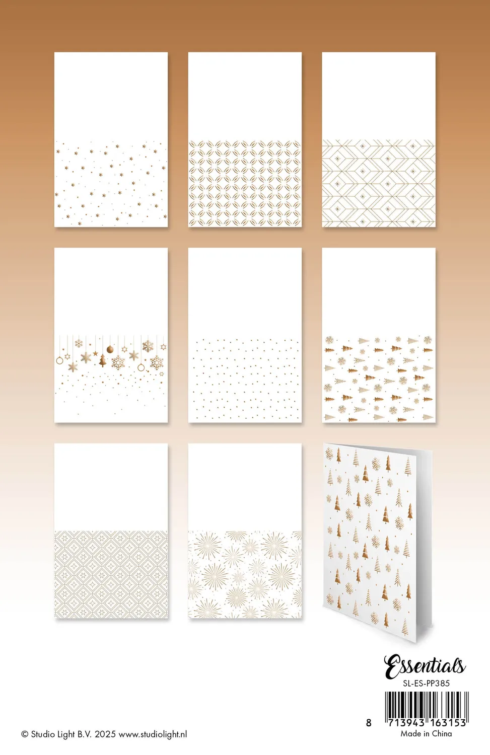 Studio Light Essentials Foiled Cards Bronze Patterns 24 Blatt