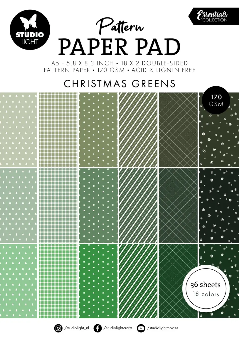 StudioLight Essentials Christmas Greens Motivpapier A5 36 Blatt