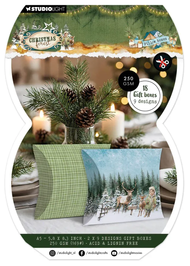 Studio Light Christmas Forest Giftbox Paper Pad Pillowbox 18 Blatt