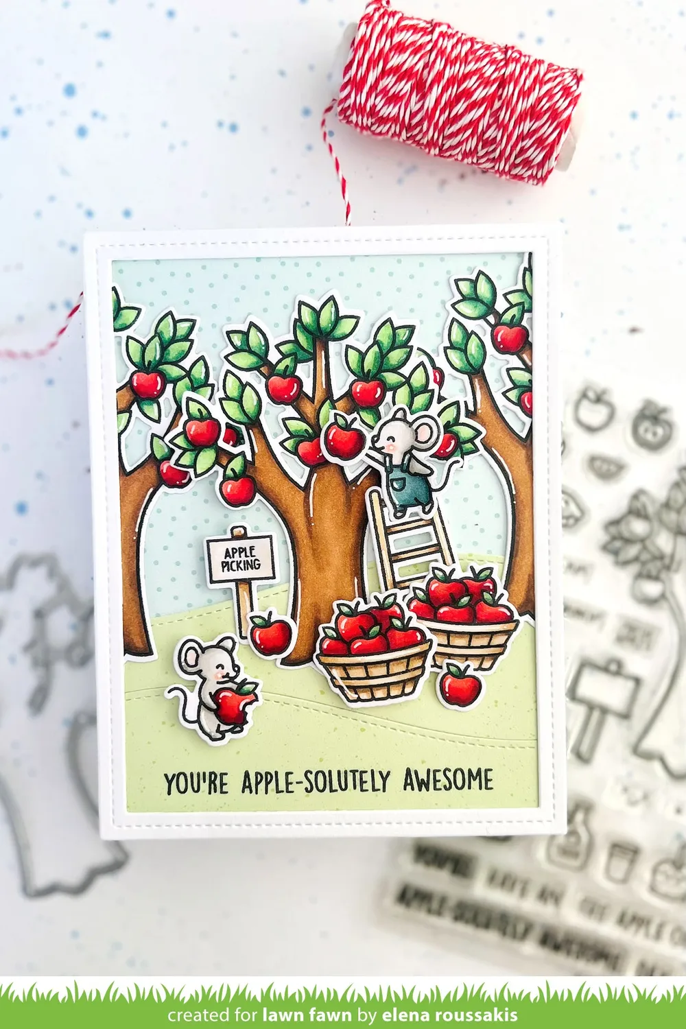 Lawn Fawn Apple-solutely Awesome Clear Stamps Mäuse Herbst