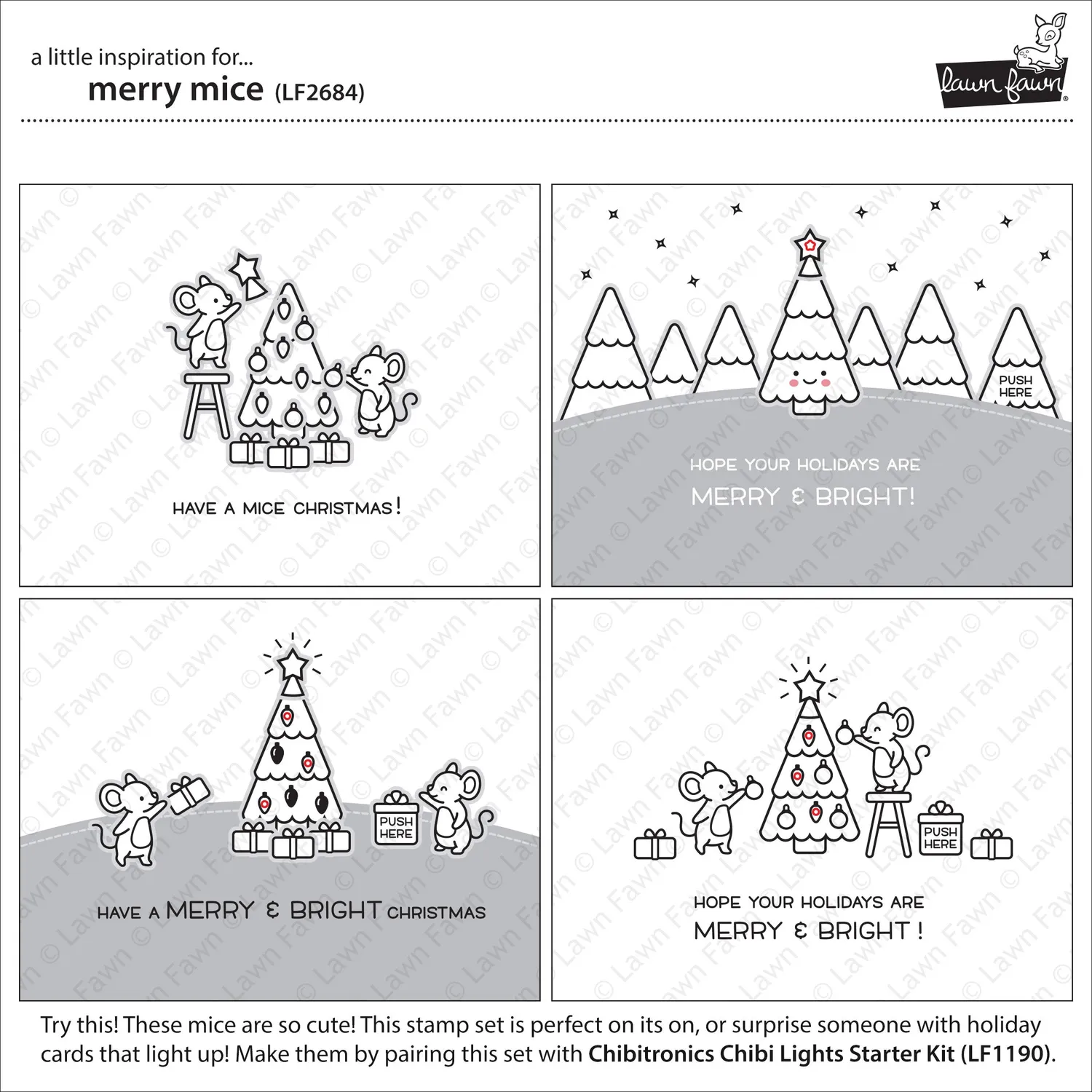 Lawn Fawn Merry Mice Clear Stamps Weihnachten Englisch