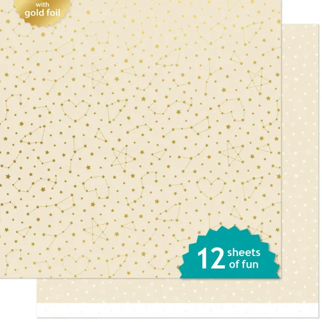 Lawn Fawn Let It Shine Twinkling Cream Designpapier 12 Bögen Goldfolie