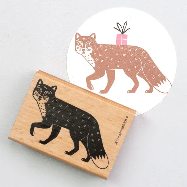 Perlenfischer Fuchs laufend Stempel 66 x 42 mm Holz