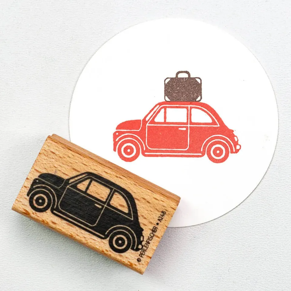 Perlenfischer Auto Stempel Holz 46 mm