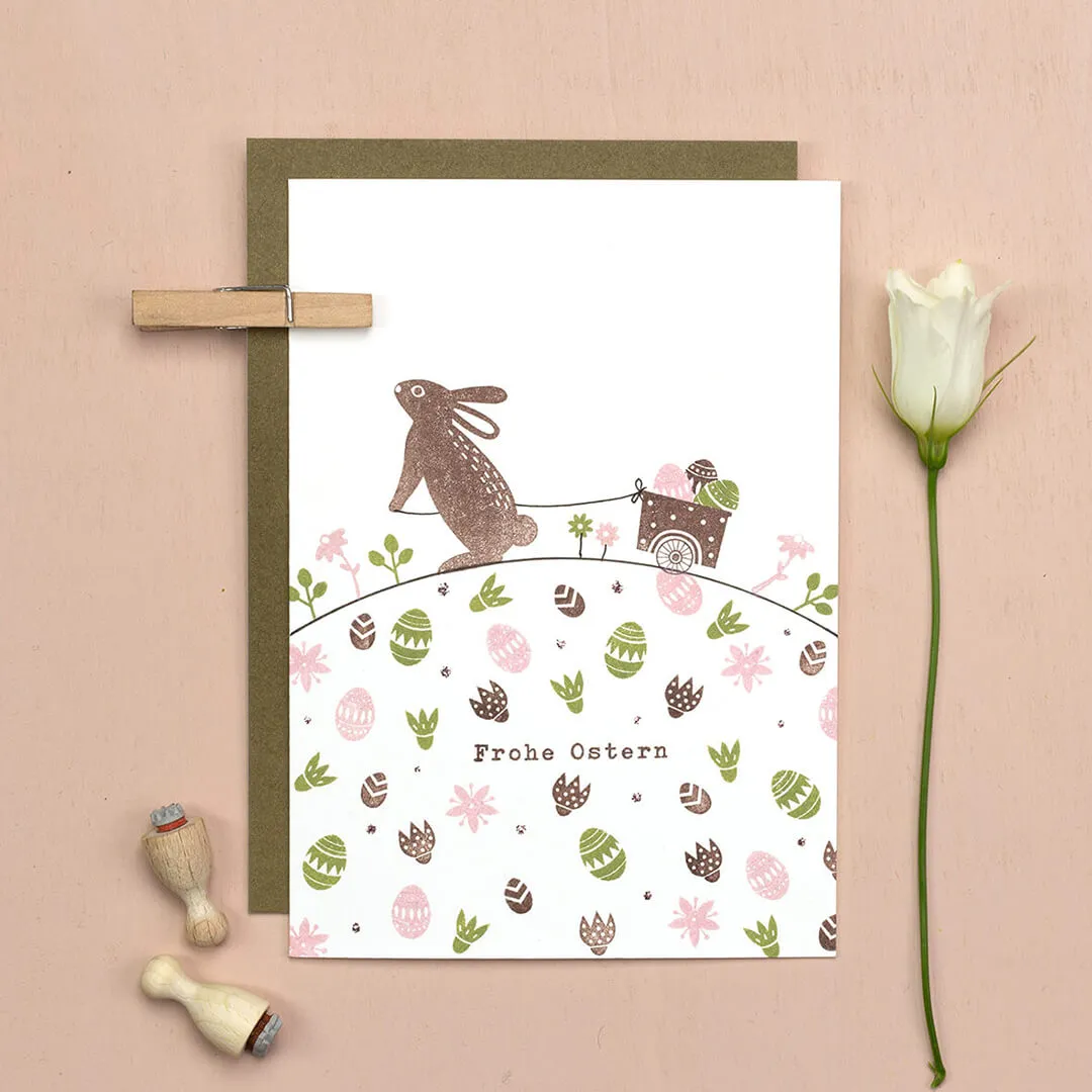 Perlenfischer Hase stehend Stempel 38x27 mm Holz Osterhase