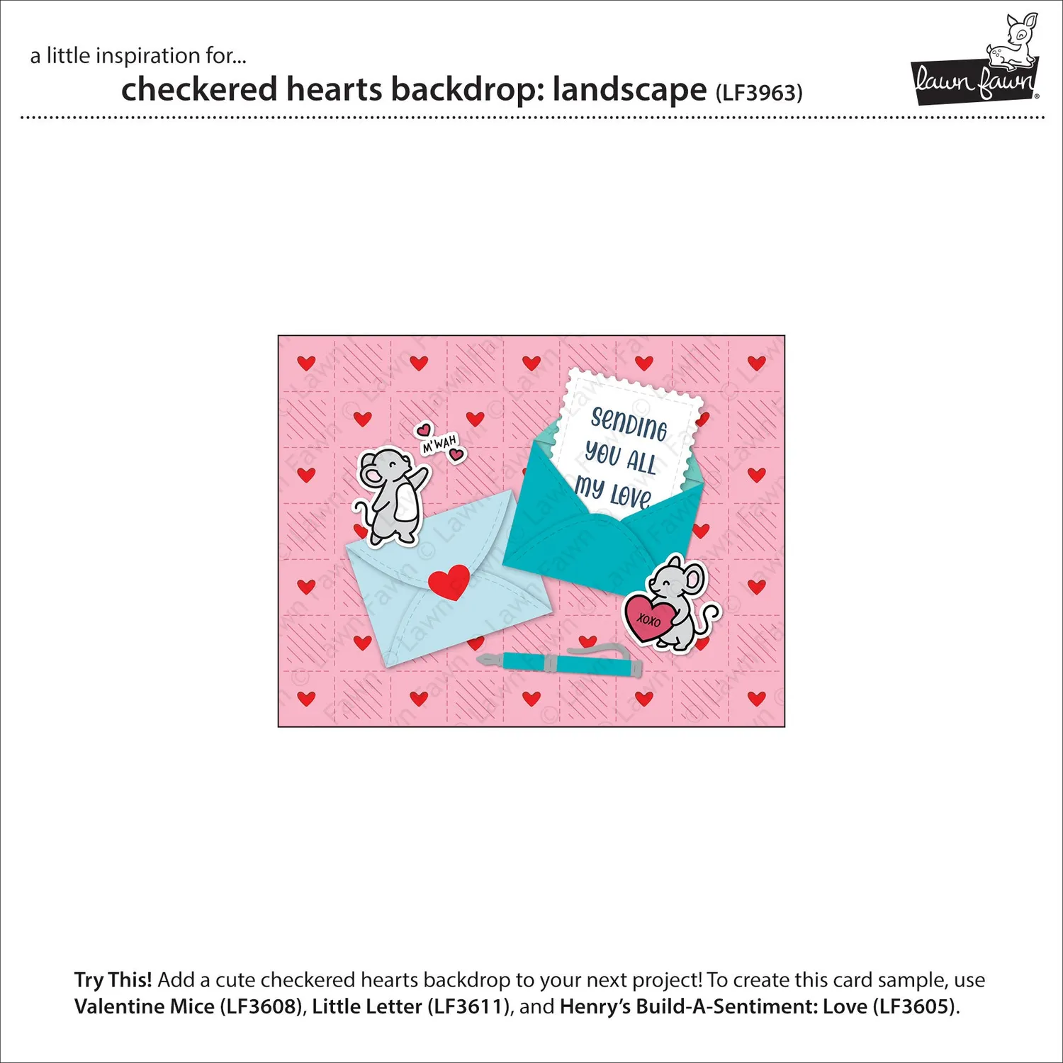 Lawn Fawn Checkered Hearts Backdrop Stanzen LF3963 quer