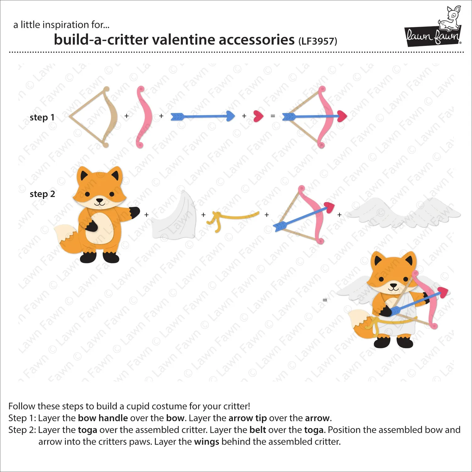 Lawn Fawn Build-A-Critter Valentine Accessories Stanzen Cupid