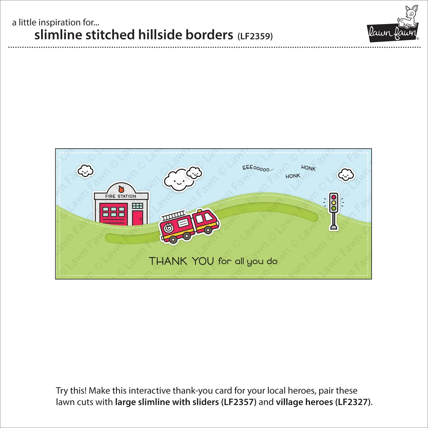 Lawn Fawn Slimline Stitched Hillside Borders Stanzen