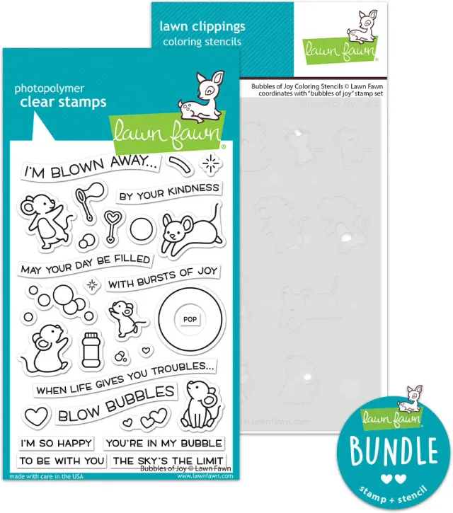 Lawn Fawn Bubbles of Joy Stempelset mit Schablonen Bundle