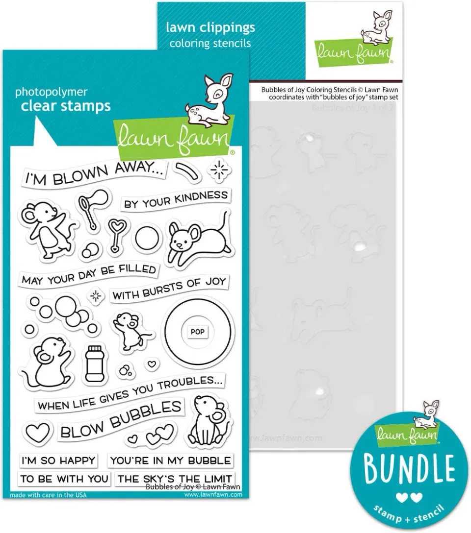 Lawn Fawn Bubbles of Joy Stempelset mit Schablonen Bundle