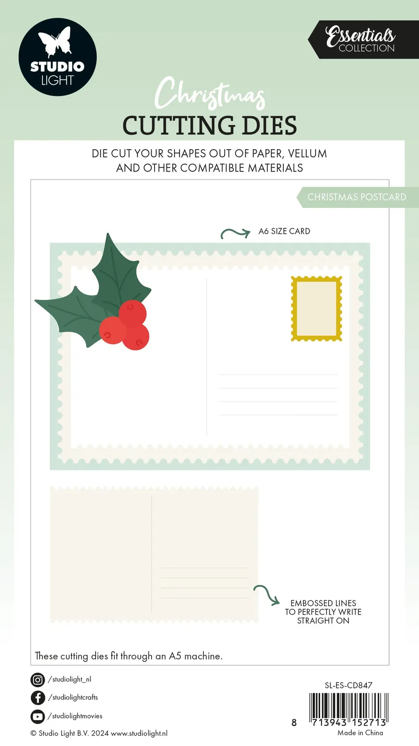 StudioLight Essentials Christmas Postcard Stanzschablone 105x148mm Weihnachten