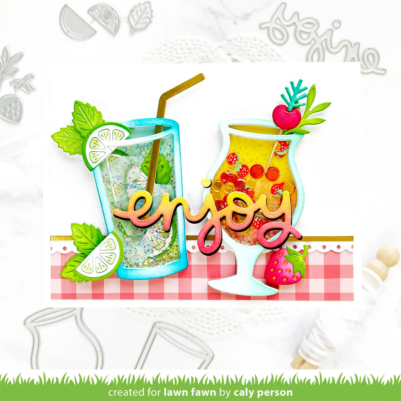 Lawn Fawn Scripty Enjoy LF3186 Stanzschablone Schreibschrift