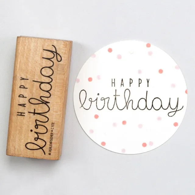 Perlenfischer Happy Birthday 6 Stempel Schriftzug 26x72mm