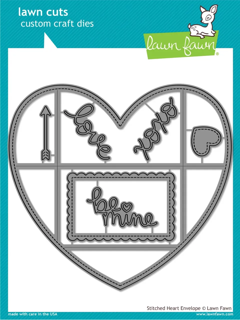 Lawn Fawn Stitched Heart Envelope Stanzschablone Herz