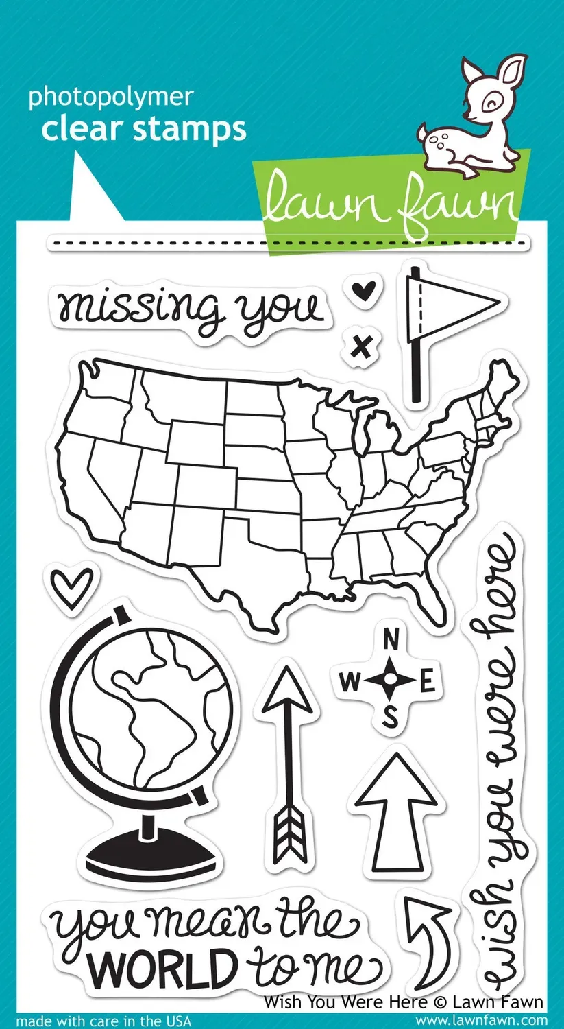 Lawn Fawn Wish You Were Here Stempelset Reise 14-teilig