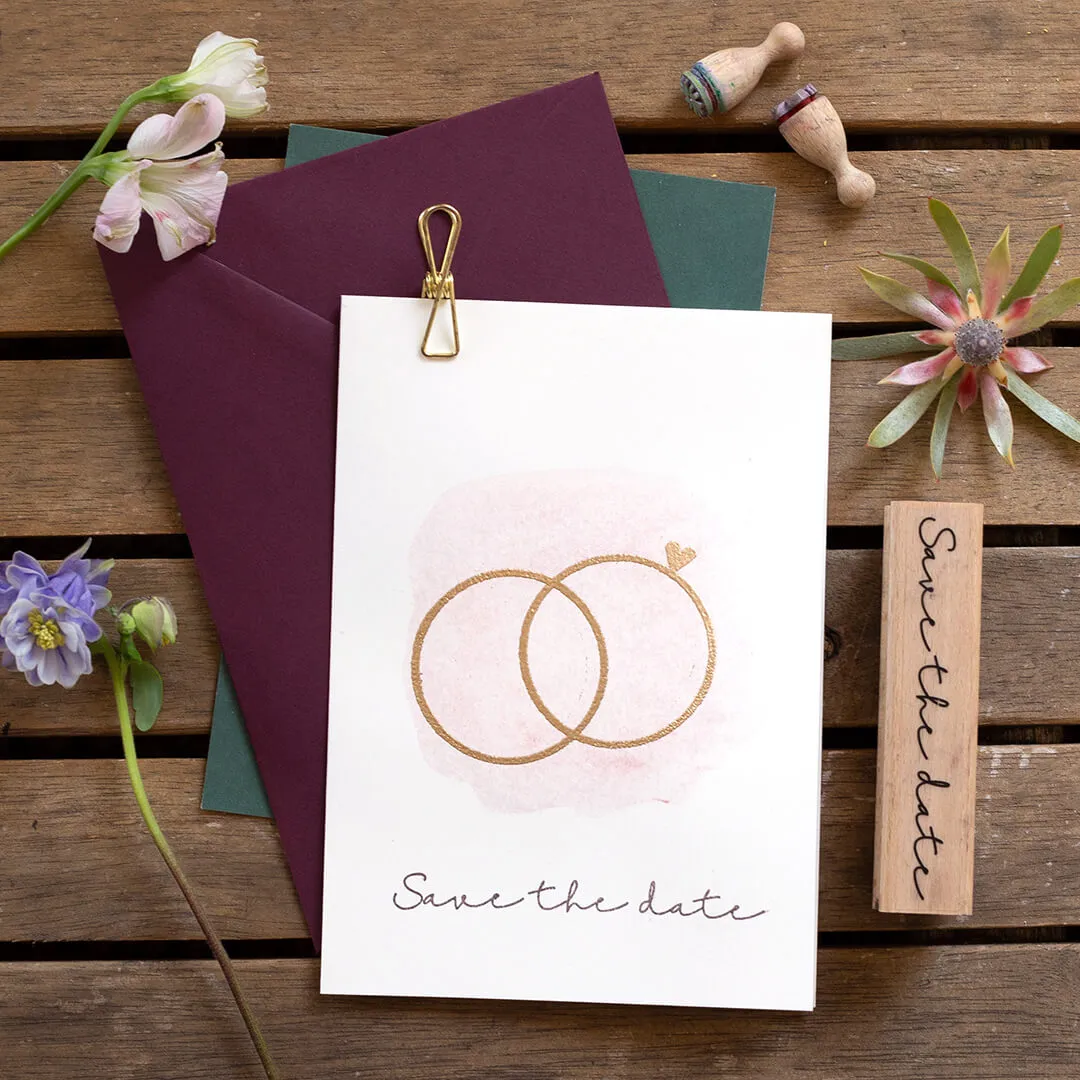 Perlenfischer Save the date 2 Stempel 8x80 mm Holz
