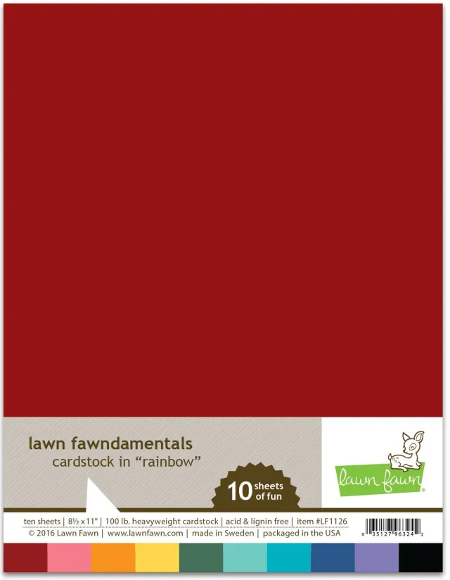 Lawn Fawn Rainbow Pack Cardstock 10 Farben 8,5x11 Zoll