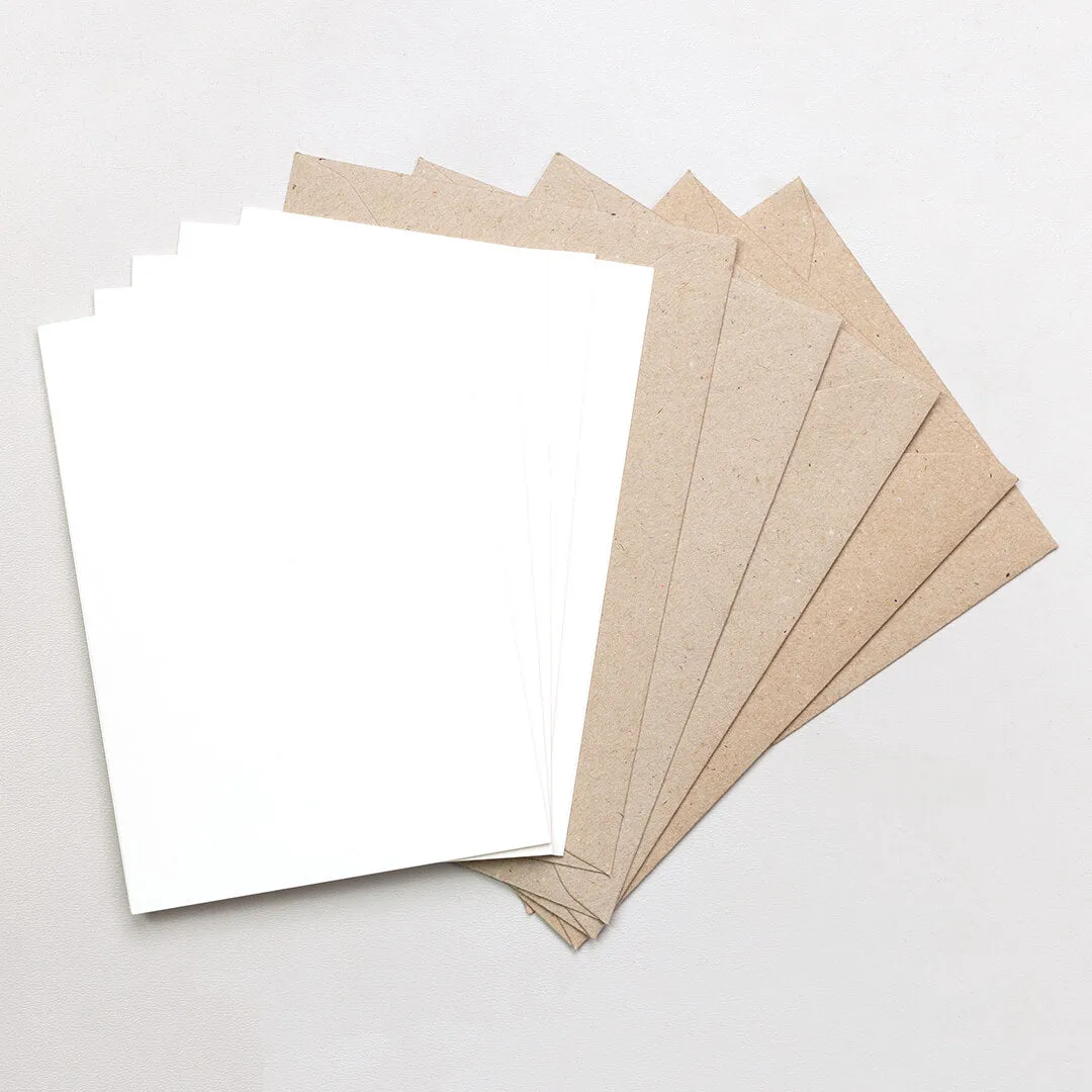 Perlenfischer Karten mit Umschlag A6 Weiß Kraft 5 Sets