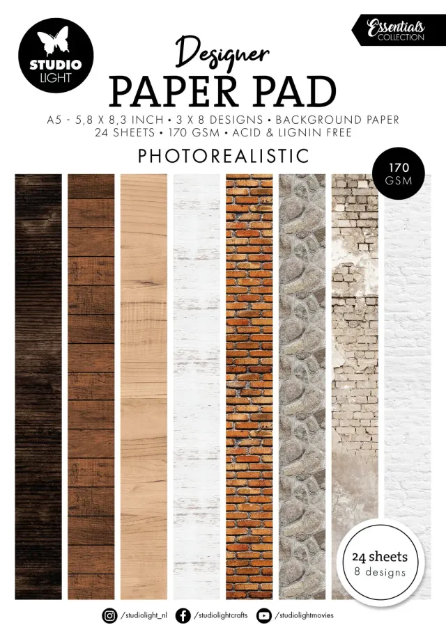 StudioLight Essentials Paper Pad Photorealistic Designpapier 24 Blatt