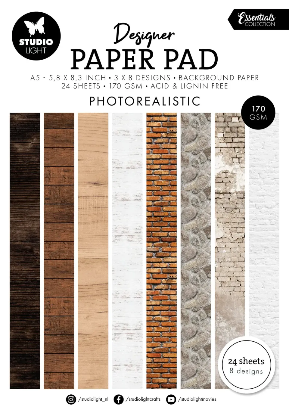 StudioLight Essentials Paper Pad Photorealistic Designpapier 24 Blatt
