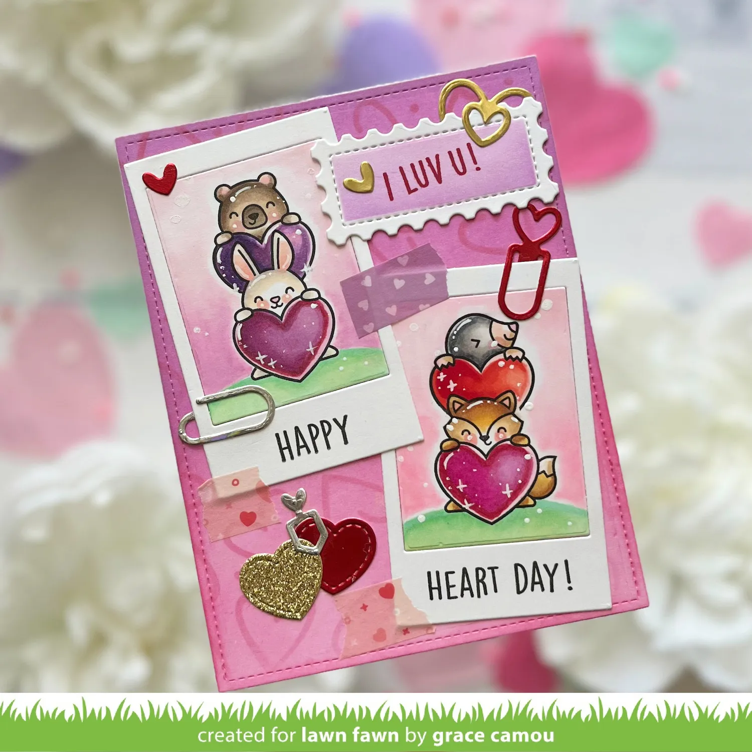 Lawn Fawn Outline Hearts Schablone 15x15cm Liebe