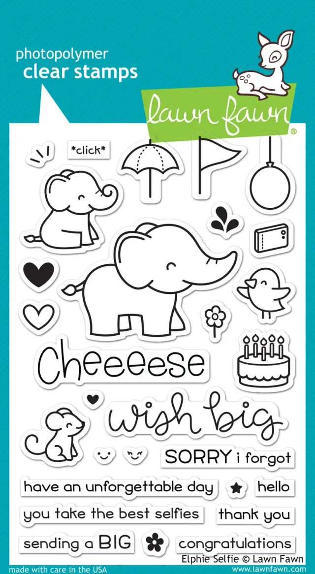 Lawn Fawn Elphie Selfie Clear Stamps Elefant Geburtstag