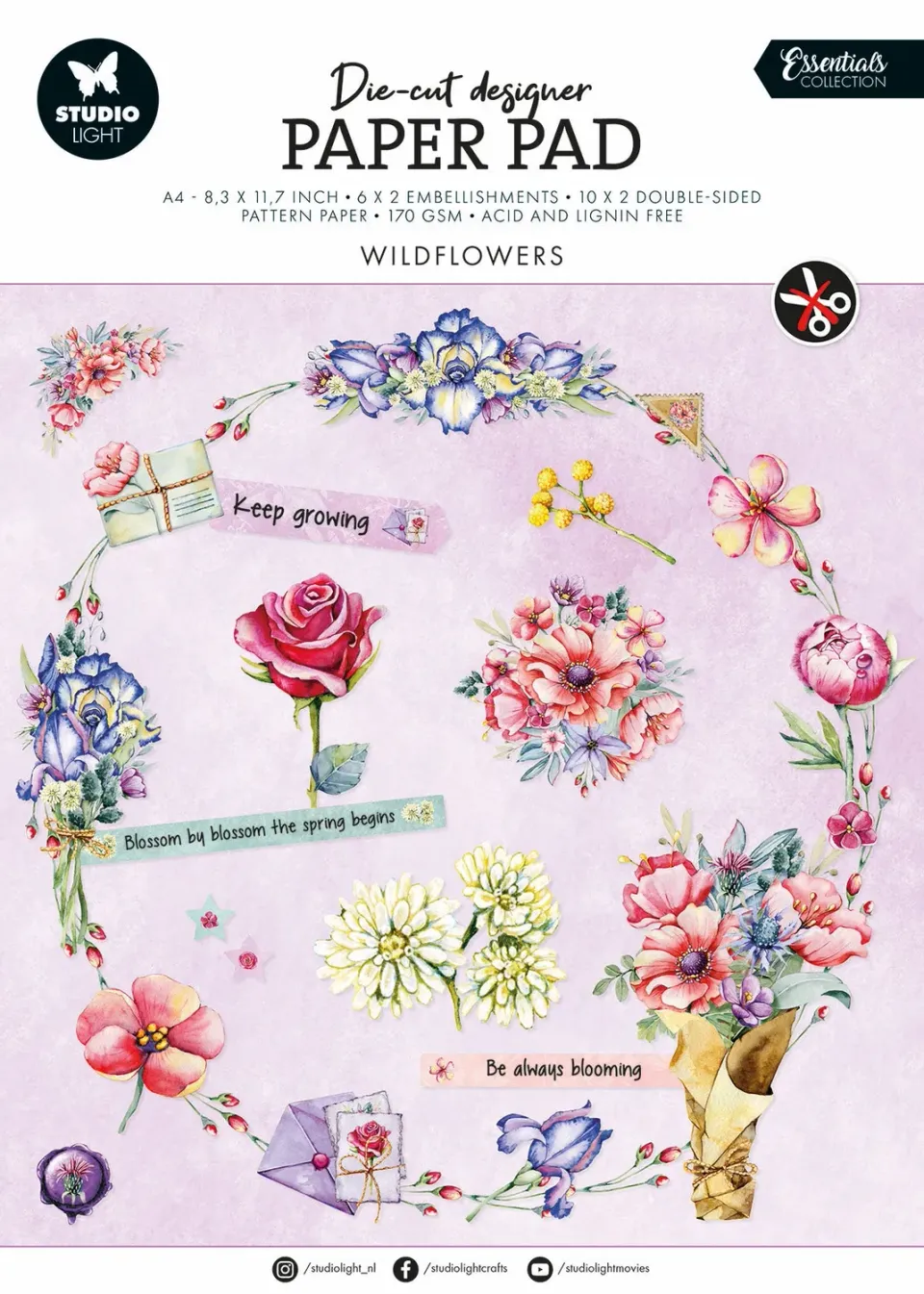 Studio Light Essentials Die-cut Paper Pad Wildflowers Blumen