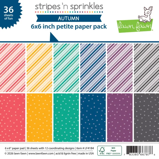 Lawn Fawn Stripes 'n Sprinkles Autumn LF4184 Papierblock 15x15