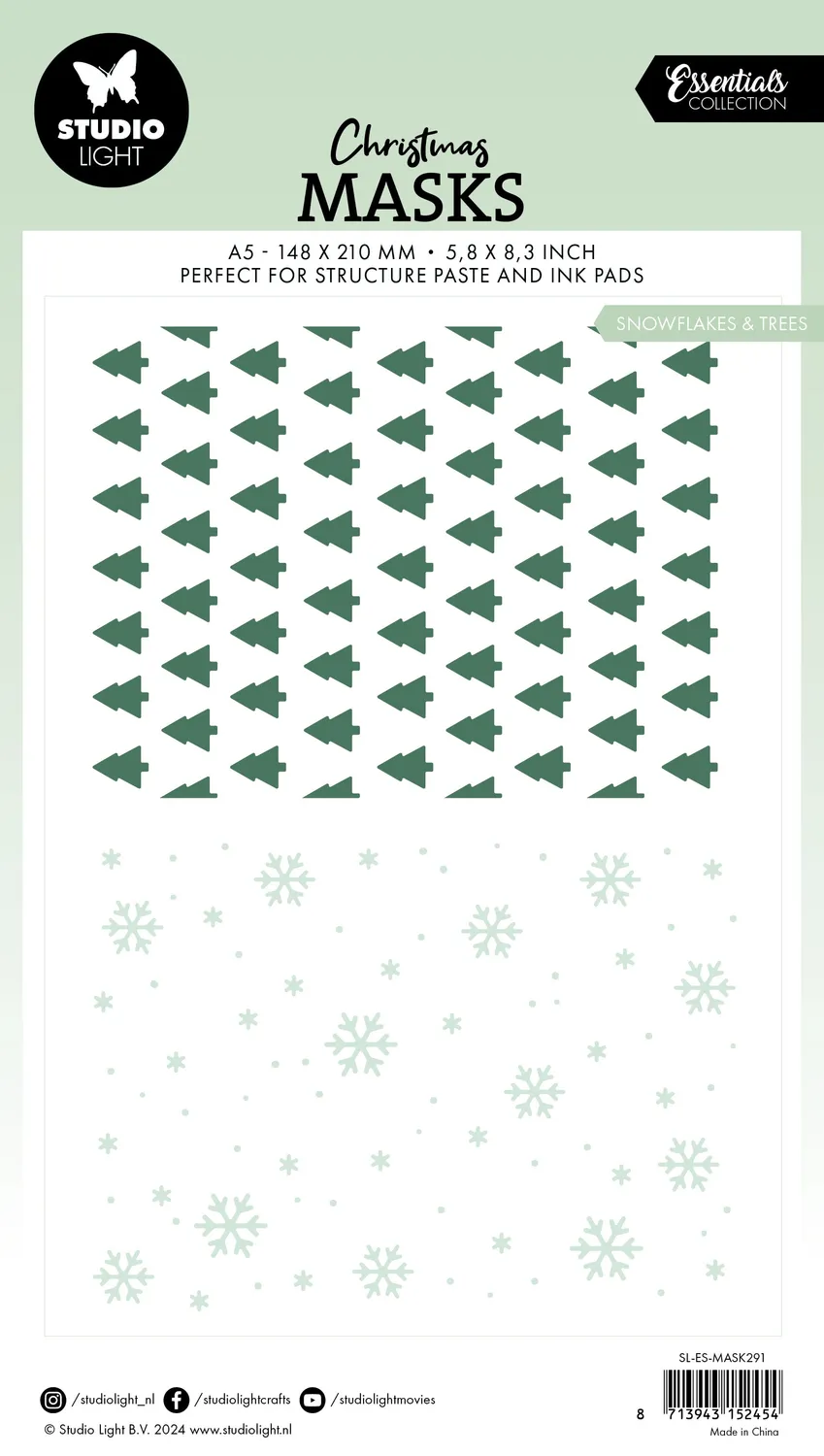 Studio Light Essentials Snowflakes Trees Mask Schablone 105x148mm