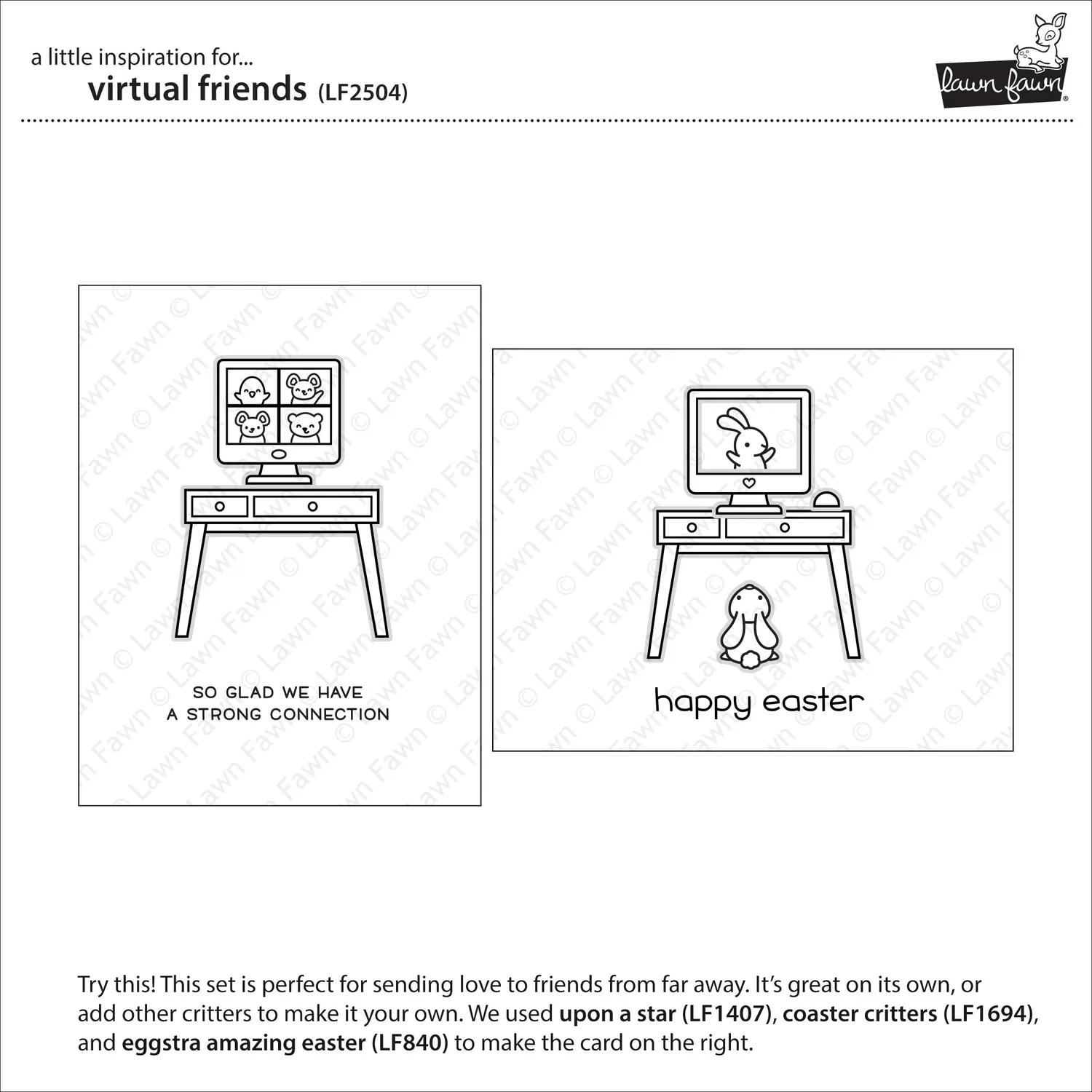 Lawn Fawn Virtual Friends Stempelset Computer