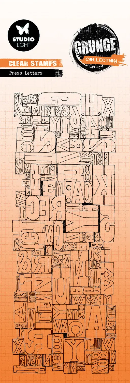StudioLight Grunge Press Letters Clear Stamps Vintage