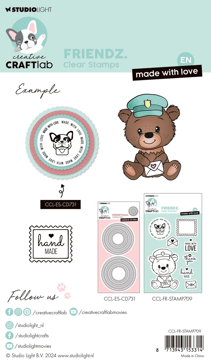 Creative Craftlab Friendz Made with Love Clear Stempel Spruch