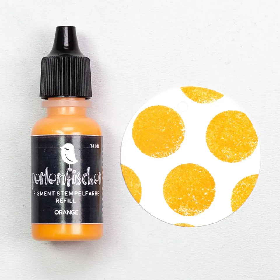 Perlenfischer Pigment Stempelfarbe Nachfüller Orange 14 ml