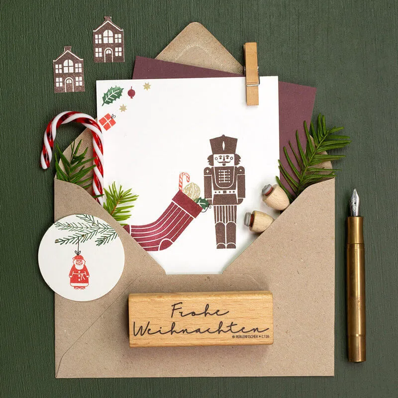 Perlenfischer Weihnachtsmann klein Stempel 20x12mm